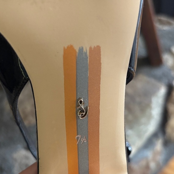 Sam Edelman 7.5 Elegant Black Patent Leather Slingback Loafers w gold accents - Picture 6 of 6